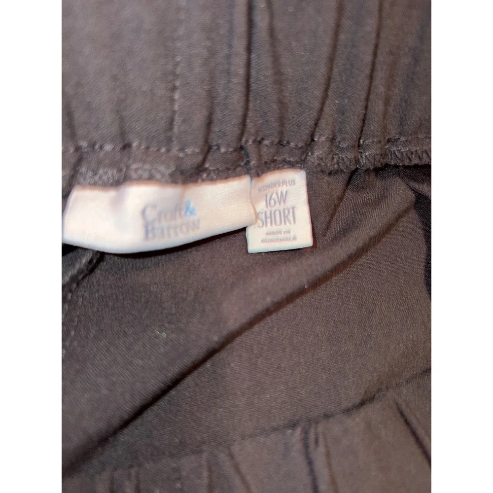Croft & Barrow Womens Plus 16W Short Black Elastic Waist Side Pocket Pants